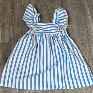 Blue and White Striped Kids Dress